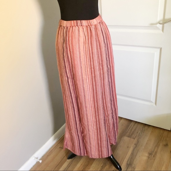 Flax Dresses & Skirts - FLAX Striped Linen Maxi Skirt